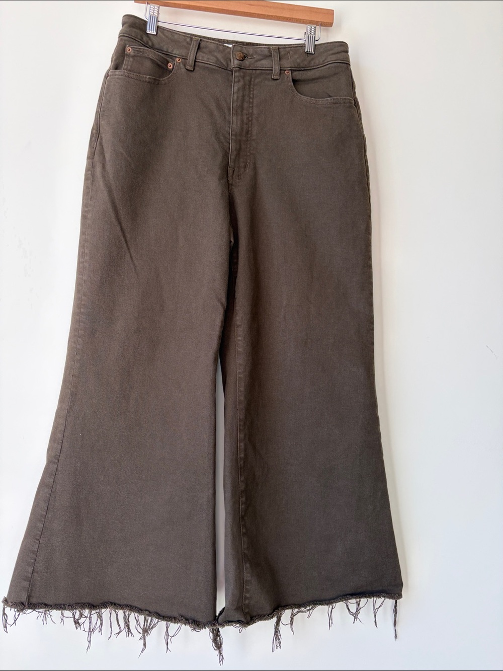 MADEWELL Curvy Flared Wide-Leg Raw Hems Stretch Jeans Mocha Color Women’s 30